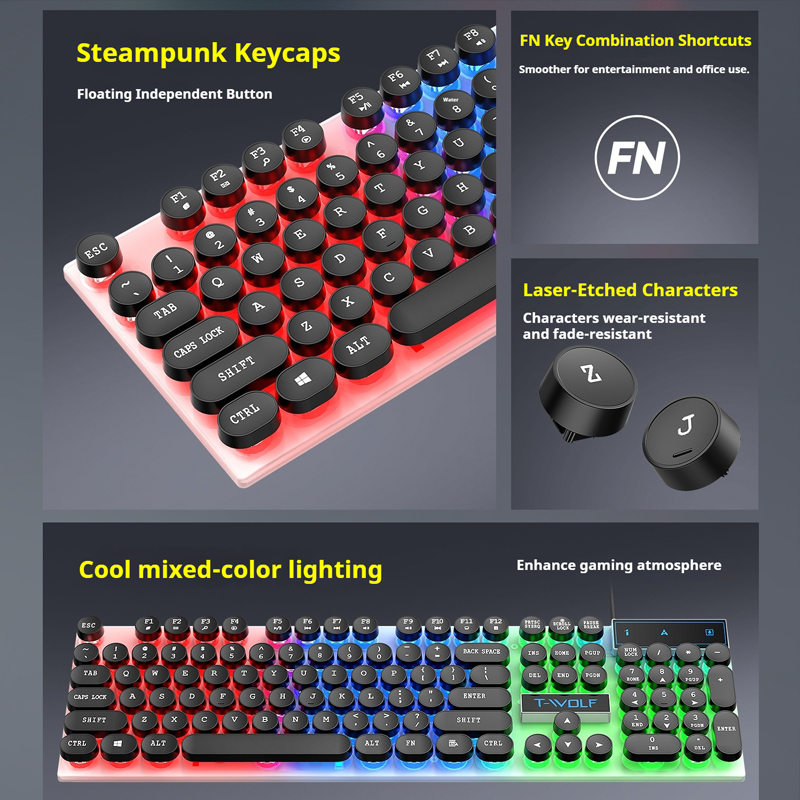 T11 T-WOLF Gaming Keyboard 104 - Pc Gaming Fullset 评论和价格
